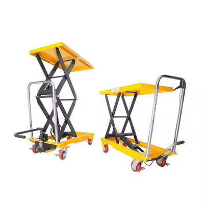350kg 500kg 1000kg Customize Manual Lift Tables Hand Hydraulic Scissor Lifting Platforms with Wheels