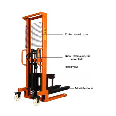 China Hand Hydraulic Pallet Forklifts 1000kg Capacity Manual Hydraulic Pallet Stackers