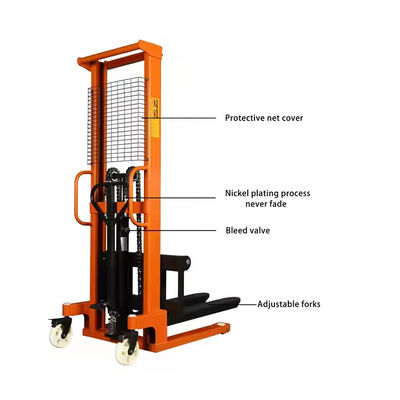 China Hand Hydraulic Pallet Forklifts 1000kg Capacity Manual Hydraulic Pallet Stackers