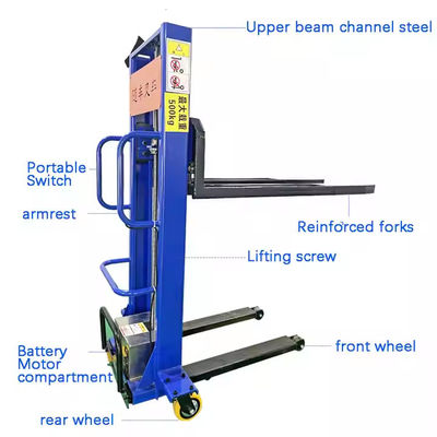 500kg 1000kg Self Loading Portable Forklift 1600mm Height Mini Small Hand Manual Semi Electric Self Load Lifting Stacker